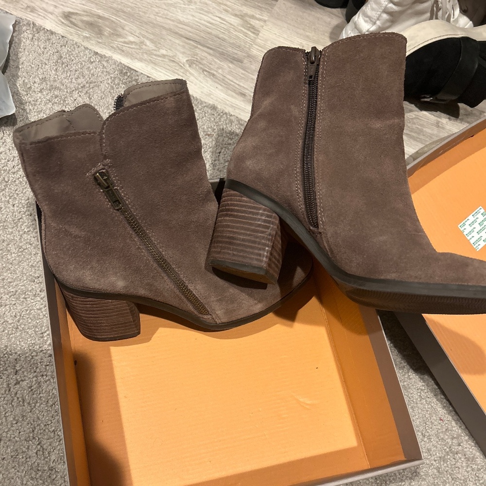 Brown suede boots